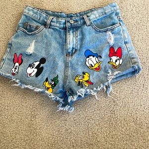 Jean shorts, Disney character patches